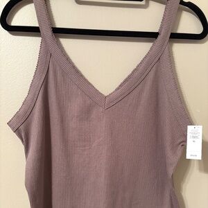NWT Gap V neck light chocolate brown tank XL